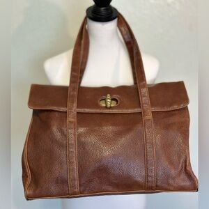 Capezio Genuine Leather XL Flap Closure Overnight Tote Bag